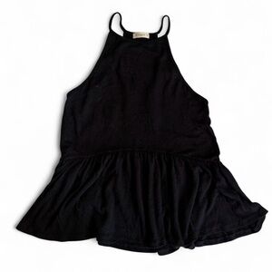 Ginger G Black High Neck Peplum Halter Tank Top - Small